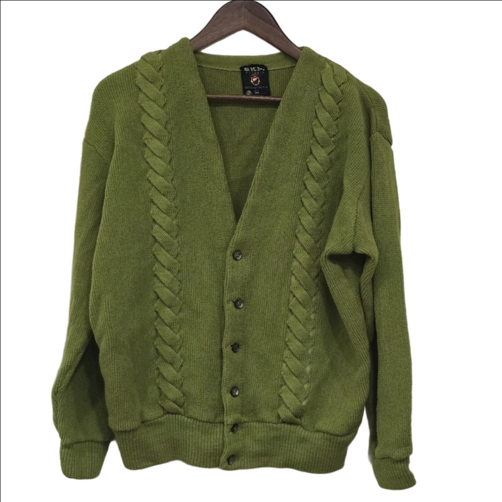 SKM Penguine Zig Zag Knit Virgin Wool Cardigan Vintage 1960s